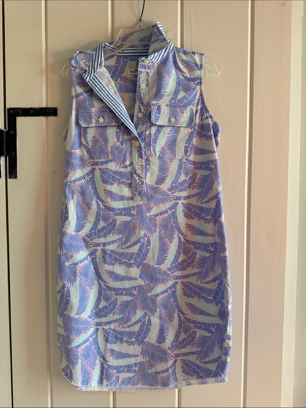 Vineyard Vines Lavender & Mint Leaf-Print Midi Shift Dress